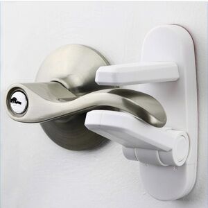 Silver Door Handle with White Child Lock new in box